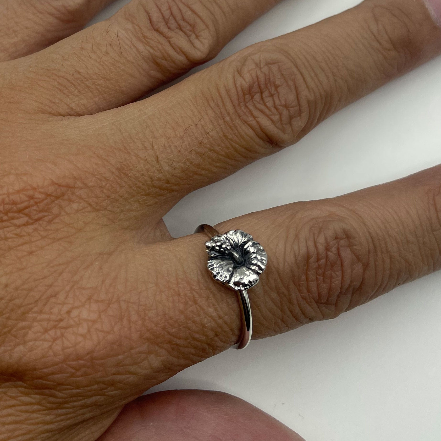 Hibiscus Flower Sterling Silver Ring TRI2608