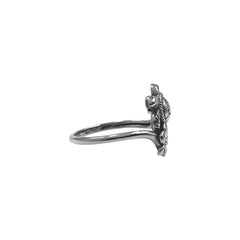 Turtle and Flower Sterling Silver Ring TRI2619