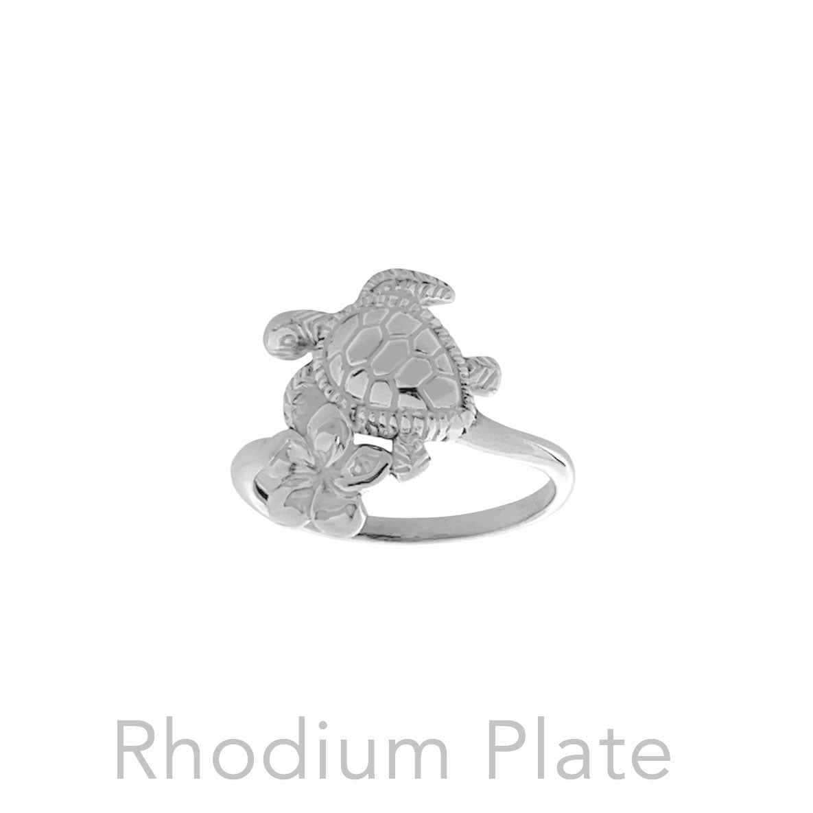 Turtle and Flower Sterling Silver Ring TRI2619