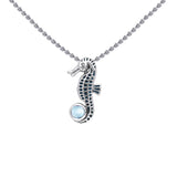 Seahorse and Gem Silver Pendant with Chain Set TSE736