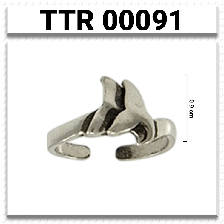 Double Whale Tail Wrap Sterling Silver Toe Ring