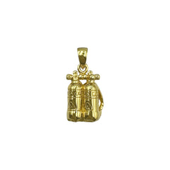 Double Dive Tanks Set Sterling Silver with 14K Gold Vermeil Plate Pendant VTP945