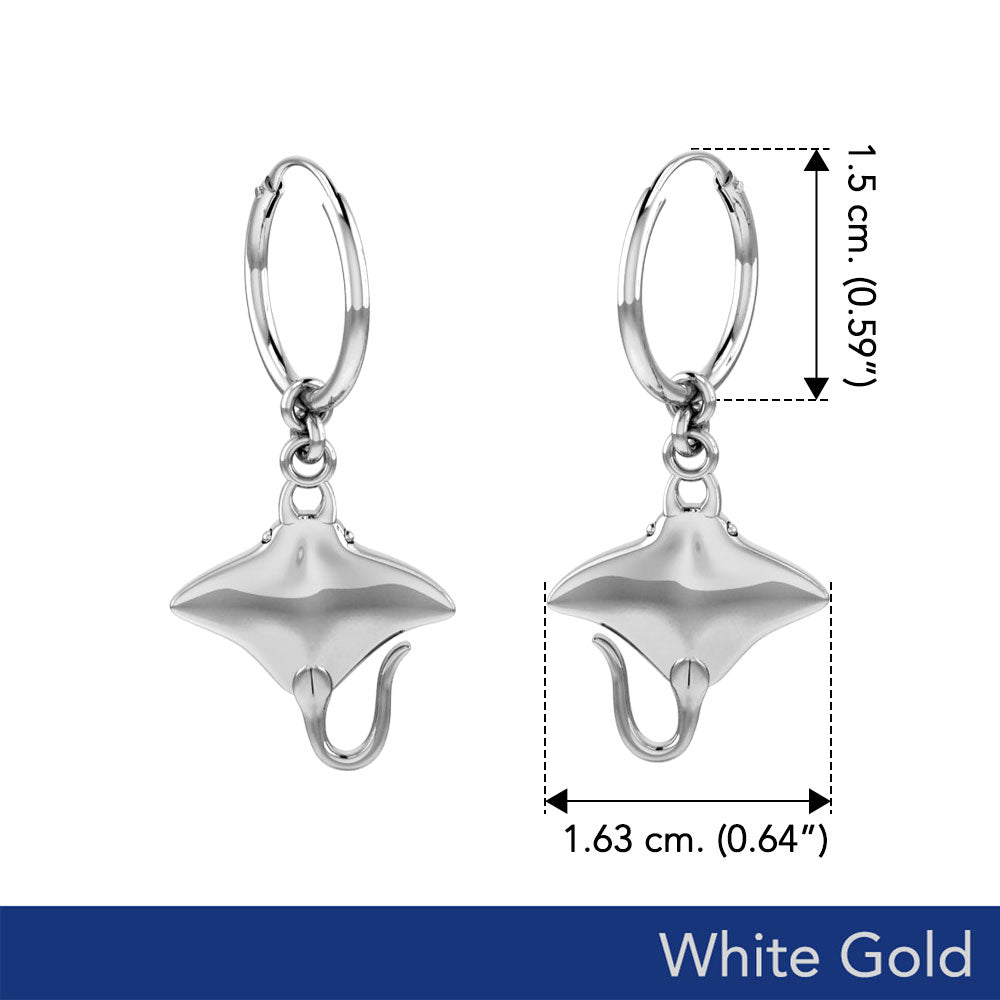 Manta Ray Solid White Gold Hoop Earrings WER2107