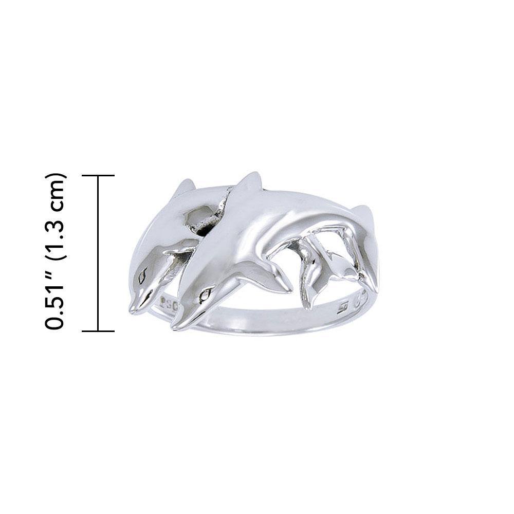 Twin Dolphin Sterling Silver Ring WR205