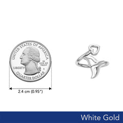 Whale Tail with Heart Solid White Gold Wrap Ring WRI2342