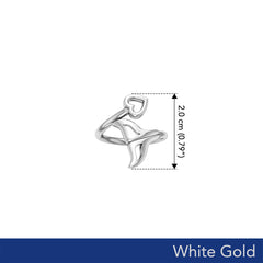 Whale Tail with Heart Solid White Gold Wrap Ring WRI2342