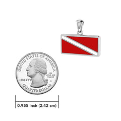 Dive Flag 14 Karat Solid White Gold Pendant