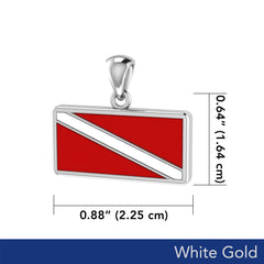 Dive Flag 14 Karat Solid White Gold Pendant