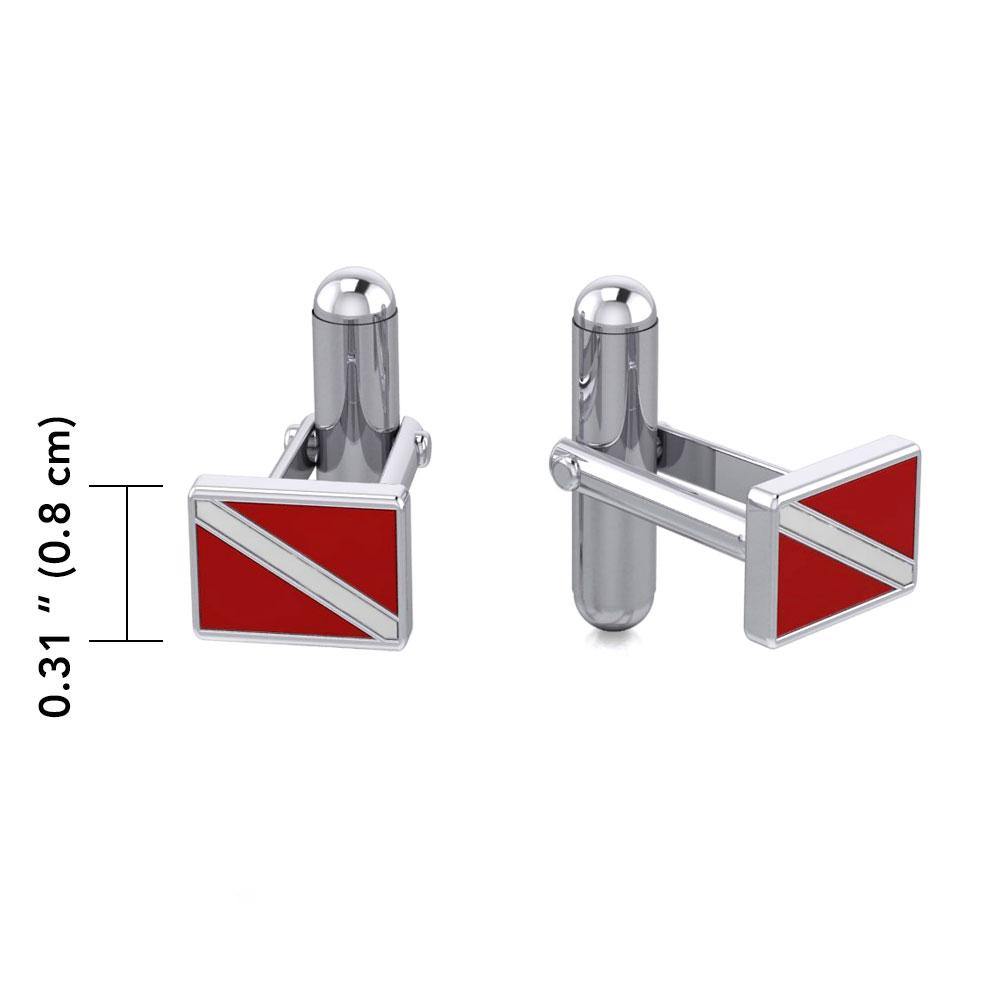 Dive Flag Sterling Silver Cuff Links CL041 - Cuff Links