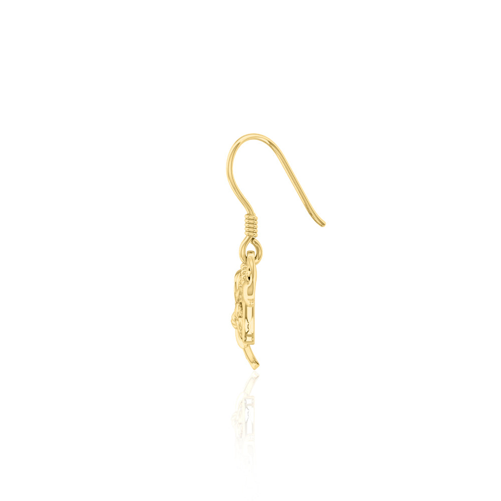 Whale Filigree Hook Earrings in 14k Gold GER1711