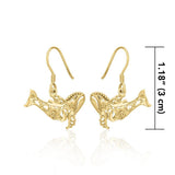 Whale Filigree Hook Earrings in 14k Gold GER1711