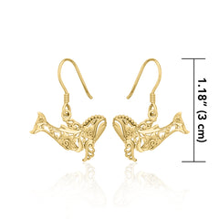 Whale Filigree Hook Earrings in 14k Gold GER1711
