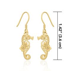 Seahorse Filigree Hook Earrings in 14k Gold GER1714