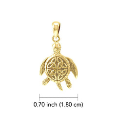 Celtic Sea Turtle 14K Yellow Gold Pendant - DiveSilver Jewelry