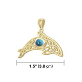 A gift of solitude ~ Solid Gold Celtic Whale  Pendant with Gem GPD5694