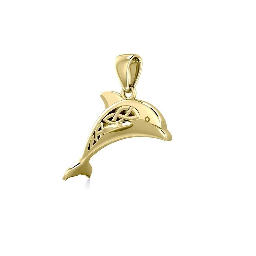 Celtic Jumping Dolphin Solid Gold Pendant GPD5702