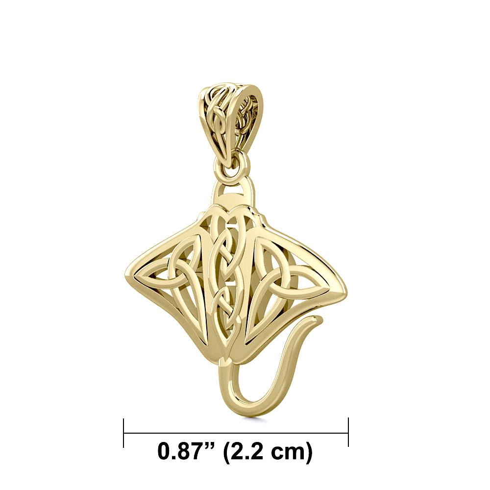 Grant the positive energy Solid Gold Celtic Manta Ray Pendant GPD5703