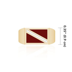 Large Dive Flag Solid Gold Ring with Enamel GTR1796 - Ring