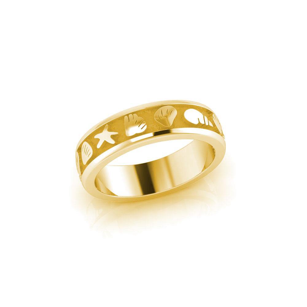 Starfish and Seashell Solid Gold Ring GTR246 - Ring