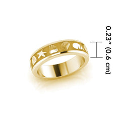 Starfish and Seashell Solid Gold Ring GTR246 - Ring