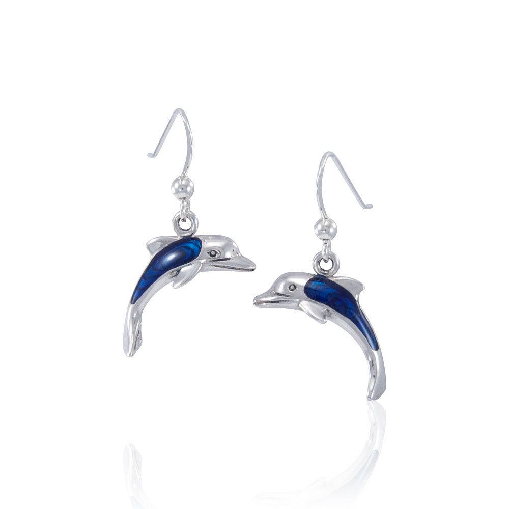 Dolphins Sterling Silver Hook Earring JE152 - Earrings