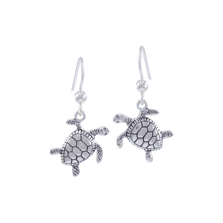 Turtle Sterling Silver Hook Earring JE249 - Earrings
