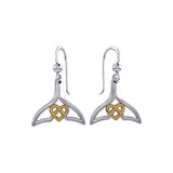 Whale Tail and Celtic Heart Silver with 14K Gold Accent Earrings MER2163