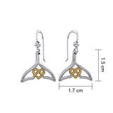 Whale Tail and Celtic Heart Silver with 14K Gold Accent Earrings MER2163