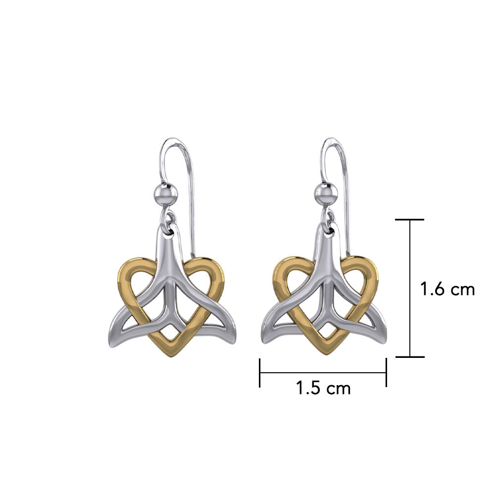 Whale Tail And Heart Silver With 14K Gold Accent Earrings MER2164