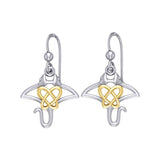 Manta Ray with 14K Gold Accent Celtic Heart in the Center Silver Earrings MER2165