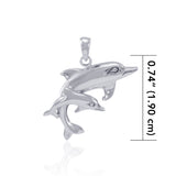 Mother and Child Dolphins Sterling Silver Pendant MG383 - Pendants