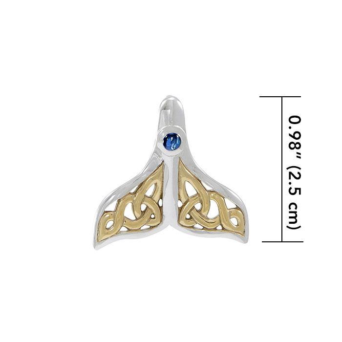 Celtic Whale Tail Gold Accent Sterling Silver Pendant MPD071 - Pendants