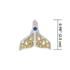 Celtic Whale Tail Gold Accent Sterling Silver Pendant MPD071 - Pendants