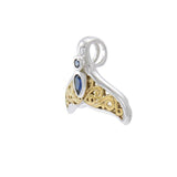 Filigree Whale Tail With Gemstone Gold Accent Sterling Silver Pendant MPD3798 - Pendants