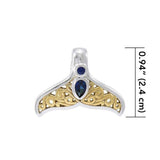 Filigree Whale Tail With Gemstone Gold Accent Sterling Silver Pendant MPD3798 - Pendants