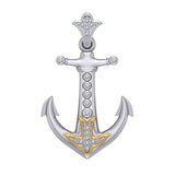 Anchor Gemstone Silver and Gold Accents Pendant MPD4052
