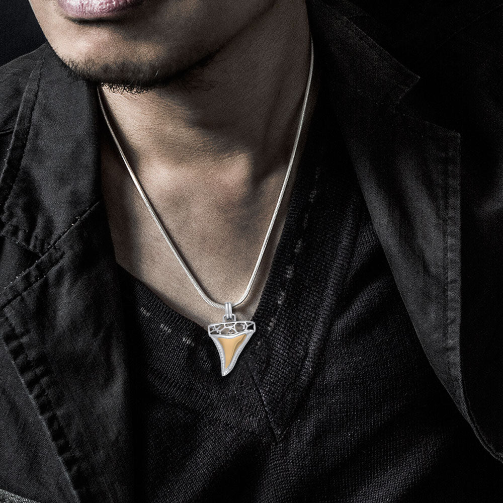 Window to Universe Shark Tooth Silver and Gold Pendant MPD5047 - Pendants