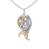 Celtic Mermaid Goddess Sterling Silver ad Gold Pendant MPD5256 - Pendant