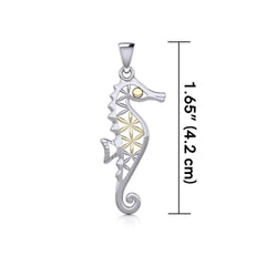 Silver and Gold Flower of Life Seahorse Pendant MPD5299 - Pendant