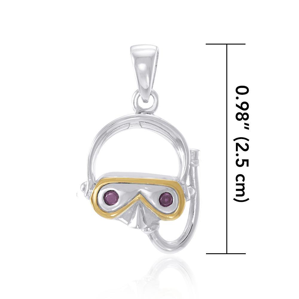 Dive Mask Sterling Silver with Gold Plated Pendant MPD694 - Pendants