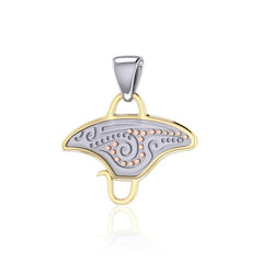 Three Tone Manta Ray Aborginal Pendant OTP2328 - Pendant