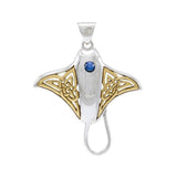 Celtic Manta Ray Sterling Silver and Gold Filled Pendant QPD072