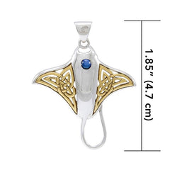 Celtic Manta Ray Sterling Silver and Gold Filled Pendant QPD072