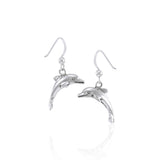 Jumping Dolphins Sterling Silver Hook Earring SE039 - Earrings