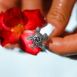 One meaningful step at a time Silver Sea Turtle Floral Filigree Ring TRI1791 - ring