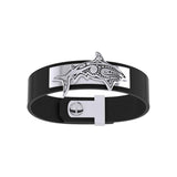 Silver Aboriginal Shark Leather Bracelet TBA219 - Bracelet