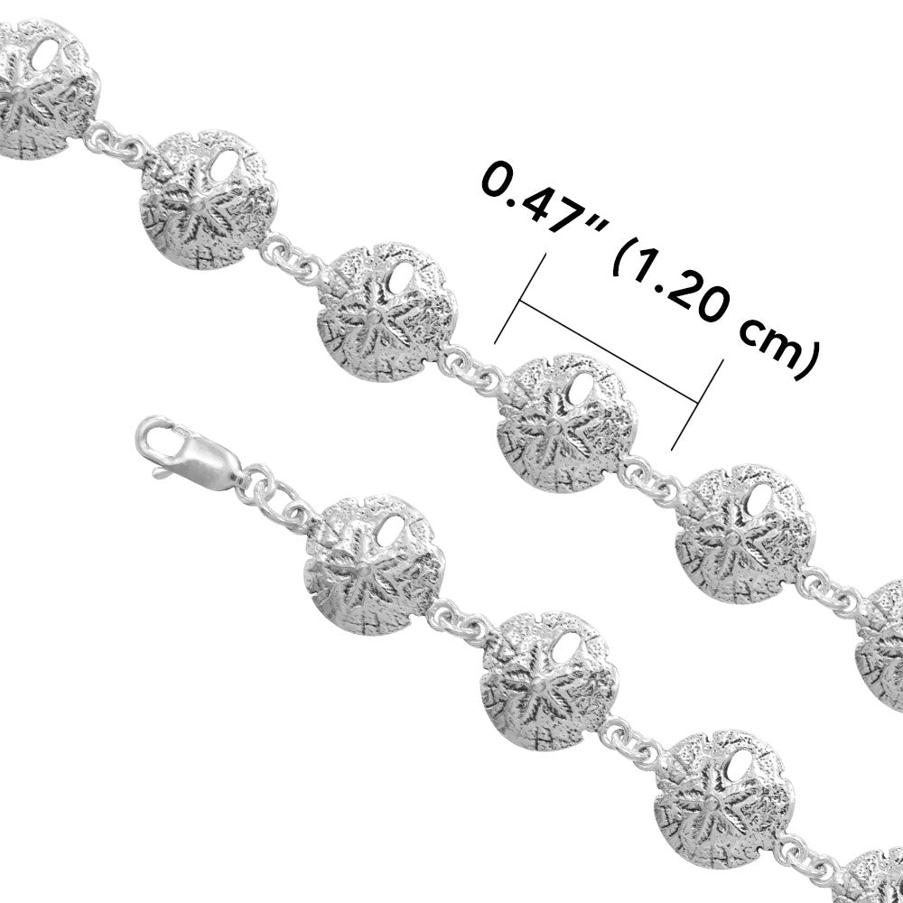 Sand Dollar Sterling Silver Link Bracelet TBG021 - Bracelets