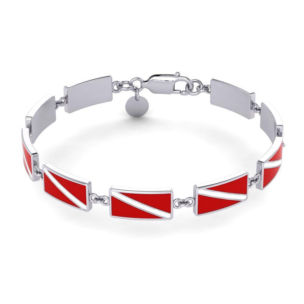 Dive Flag Sterling Silver Link Bracelet TBG404 - Bracelets