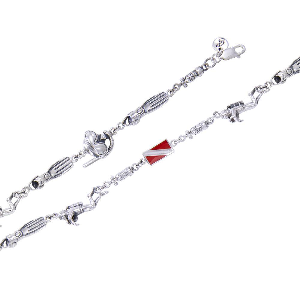 Divers Flag Sterling Silver Link Bracelet TBG423 - Bracelets