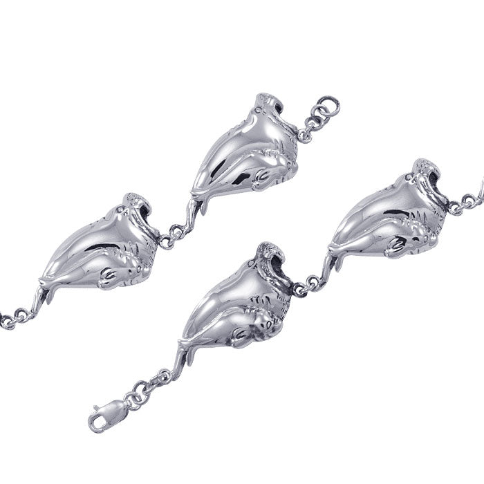 Sea Lion Sterling Silver Link Bracelet TBG440 - Bracelets